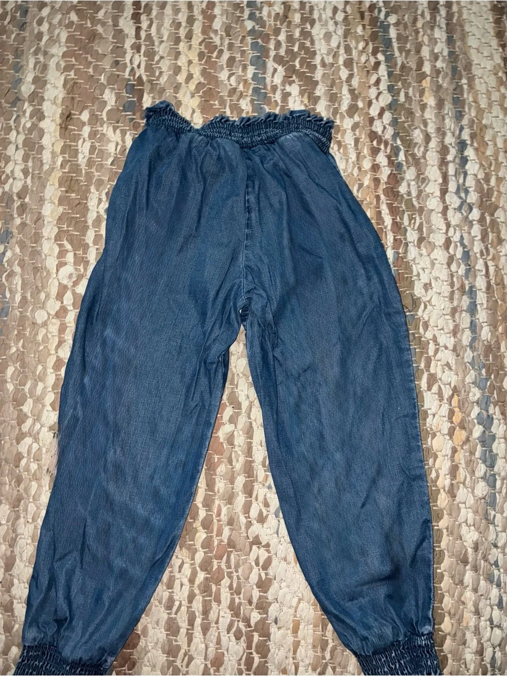 Janie and Jack Indigo Smocked-Waist Jogger Jeans